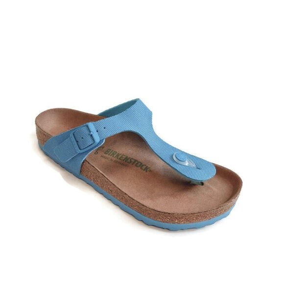Birkenstock Shoes - Birkenstock Womens Size 7 Gizeh Canvas Vegan Sandals EU 38 Sky Blue Regular Fit